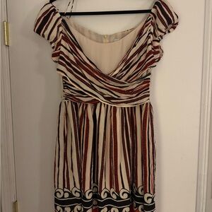 Anna Sui Red and Cream Wrap Sundress, Size LG